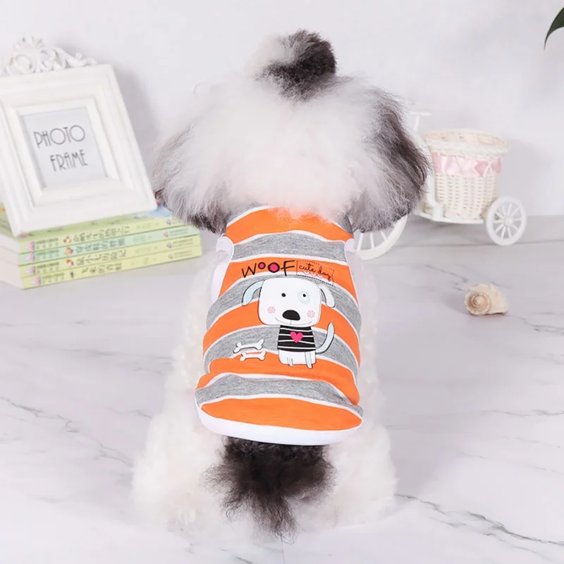 Summer Pet Dog Clothes Cartoon T-shirt Soft Puppy Dogs Clothing Stripes Shirt Casual Vests For Small XS-XL |