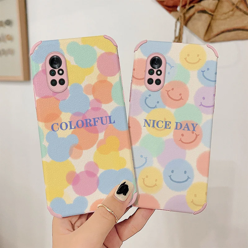 

For Huawei Nova 8 7 Pro 6 SE Case Colored Dots PU Leather Soft Cover Huawei 5 Pro 5Z 5I 5Ipro 5T 4 4E Pro Shockproof Phone Case