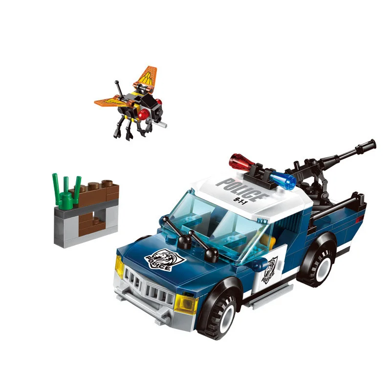 Обучающий конструктор городской полицейский пикап 2 фигурки 186 шт. MOC игрушка для