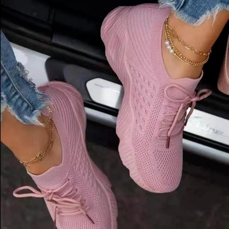 

Summer Plus Size Flat Mesh Sports Shoes 2021 Sneakers Shoes Fashion Lace Up Platform Women's Shoes Woman Vulcanize Shoes Mujer