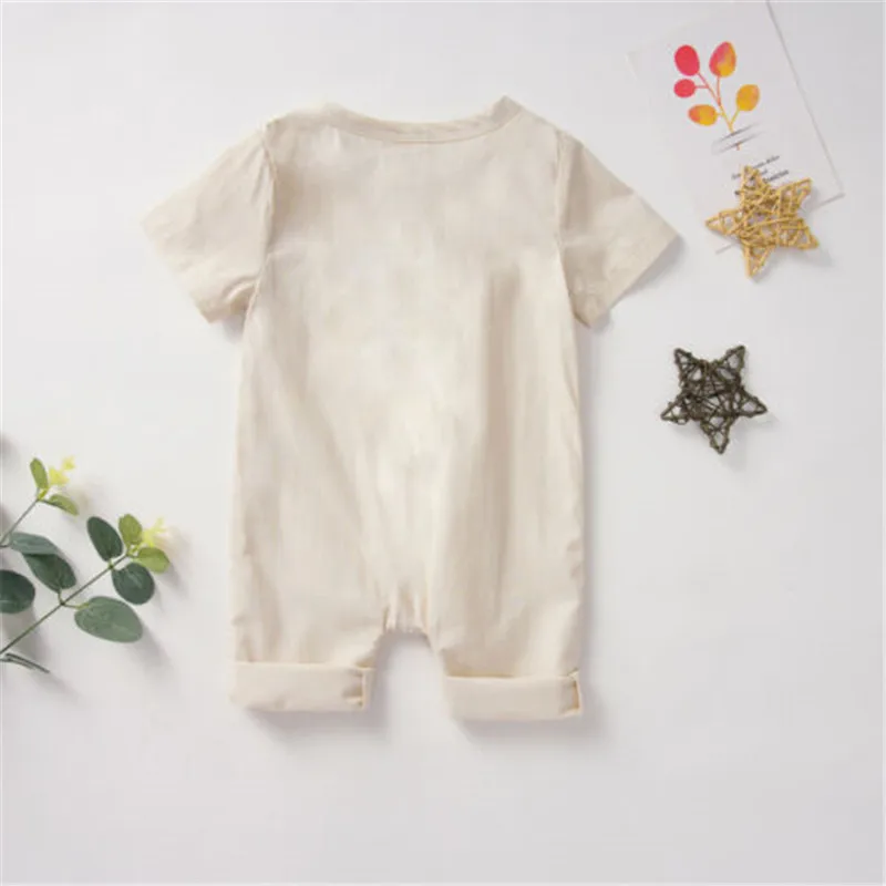 Летний для новорожденных мальчиков и девочек комбинезон на пуговицах с коротким