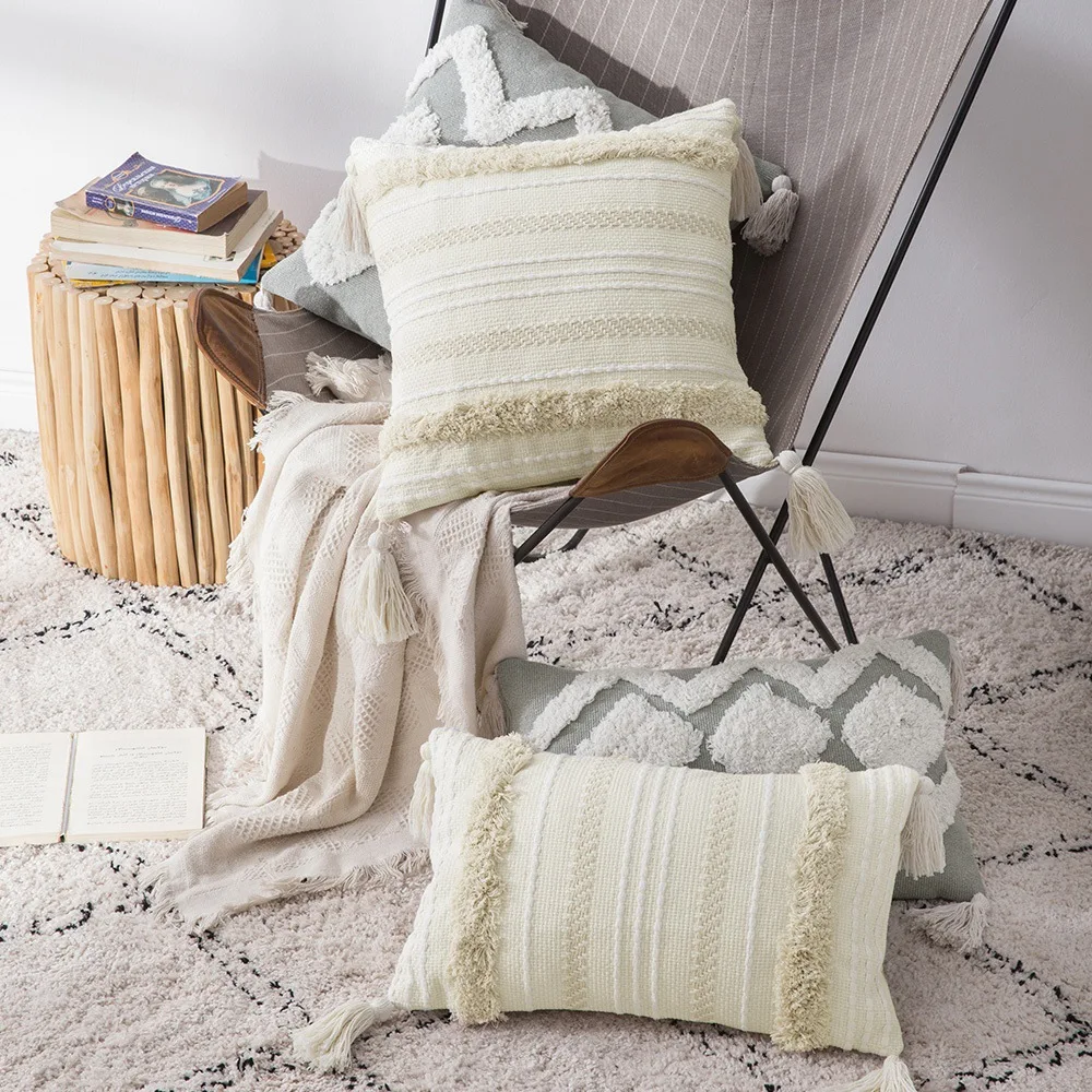 

Tassel Tufted Pillowcase Boho Style CushionCover 45x45cm/30x50cm Cushion Headboard Sofa Pillowcase Car Home Decoration