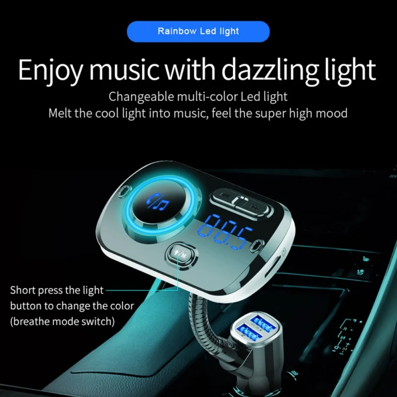 BC51 цветной дисплей Bluetooth Автомобильный fm-передатчик беспроводной радиоадаптер с