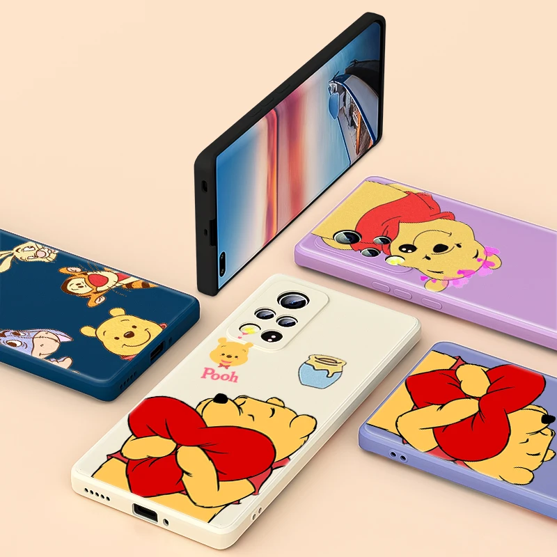 

Pooh Bear For Honor 20i X20 X10 10X 10i 9X 9C 9S Play 3 4 5 Pro Lite 5G Phone Case Liquid Silicone Soft Cover