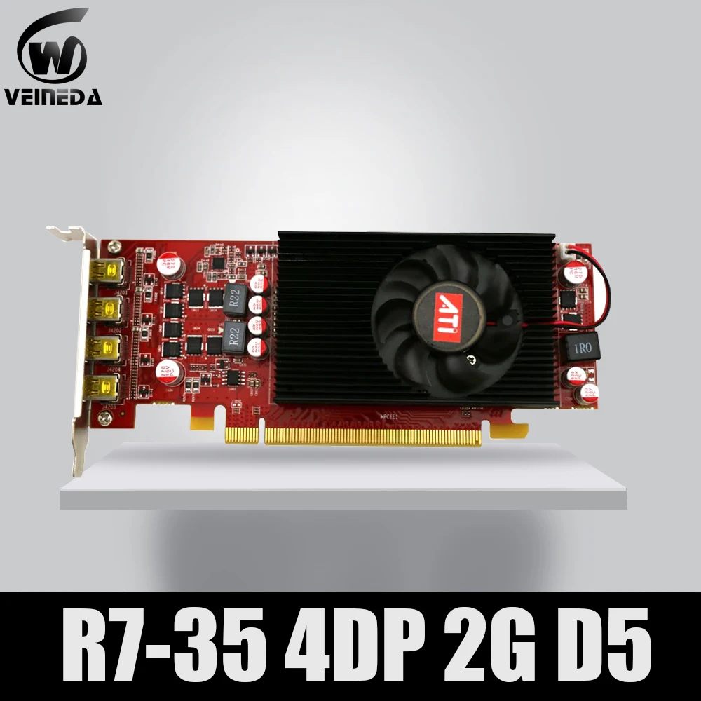 Многоэкранный дисплей карты R7 350 2 ГБ GDDR5 128 бит 4DP для низкопрофильного ПК поддержка 4 режима дисплея