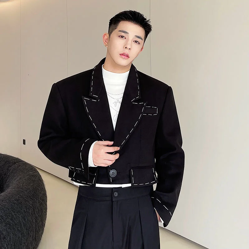 

Men's Wear Tide Koean Casual Suit Coat For Male 2022 Autumn New Loose Simple Long Sleeve Short Style Blazers For Male