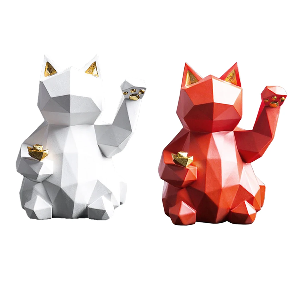 

Modern Lucky Cat Figurine Good Fortune Shelf Bookcase Desktop Ornaments