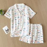100 cotton short sleeves pyjamas women pajama sets shorts ladies cute cartoon print japanese simple sleepwear homewear pijamas