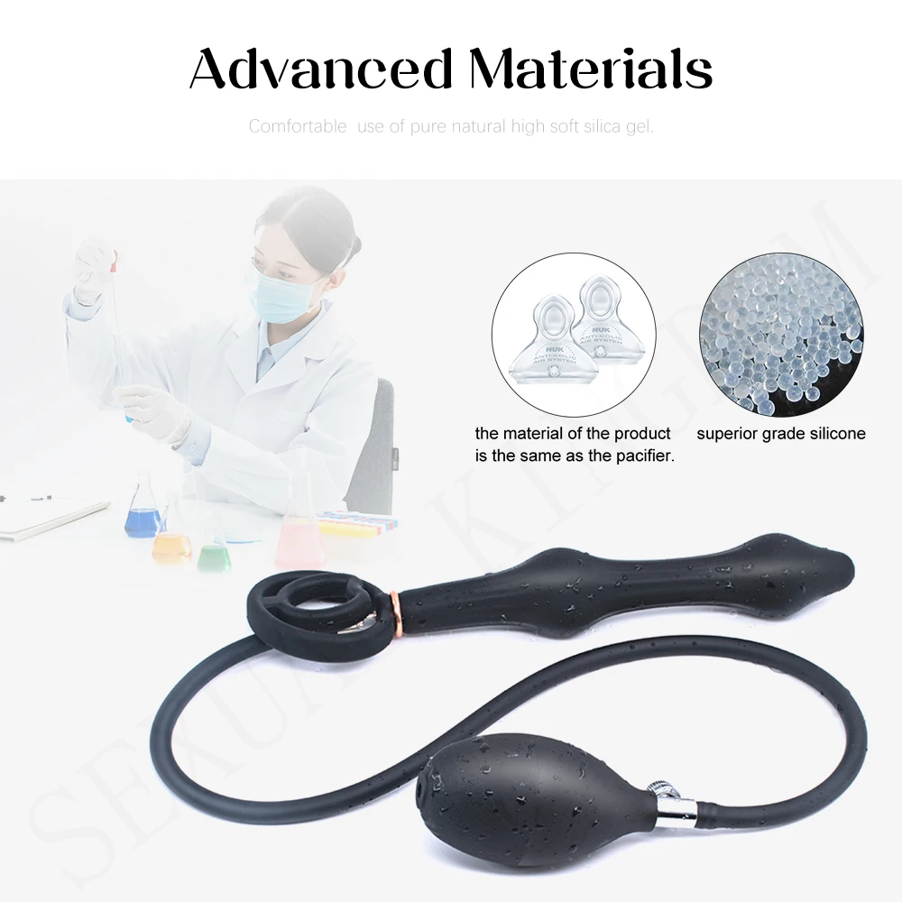 Надувной большой длинный Анальная пробка встроенный стальной шарик массажер