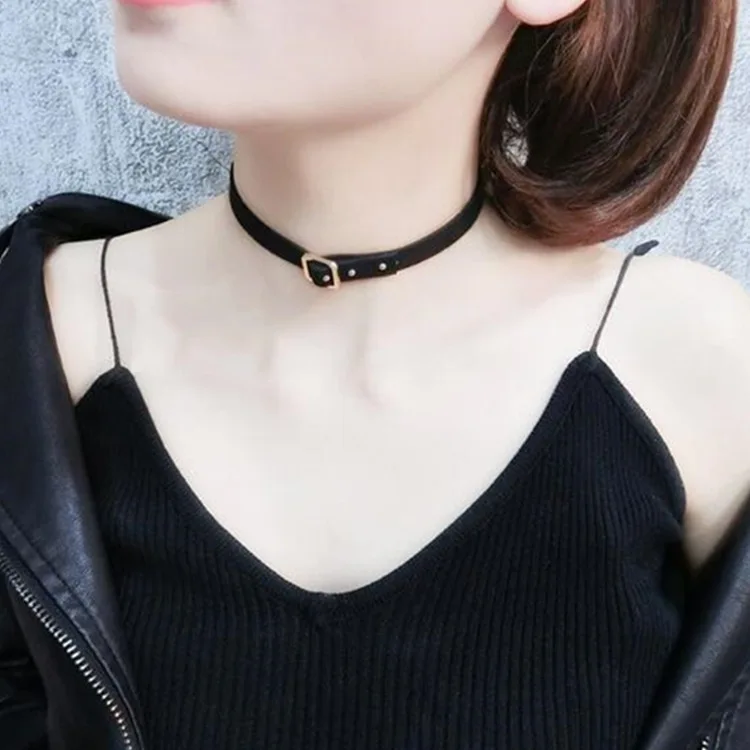 Простой винтажный чокер в форме буквы ожерелье Корейском стиле Черная веревка