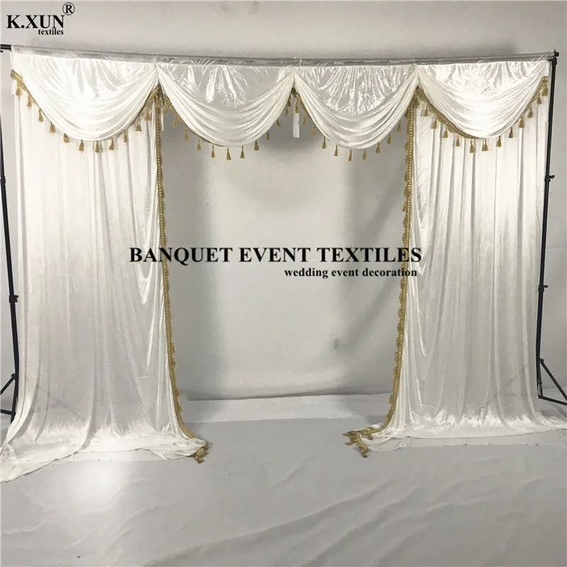 3Mx3M White Color Ice Silk Wedding Backdrop Curtain Swag Drape Stage Background Photo Booth Event Party Decoration