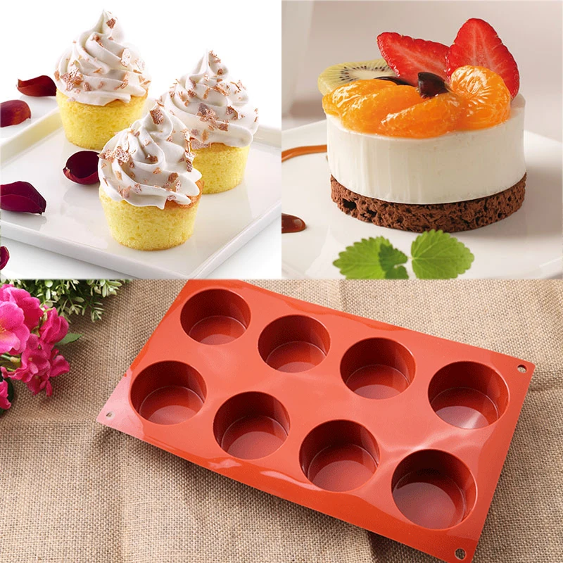 8 полости круглая силиконовая форма для тортов диск хлеба печенья прессформы