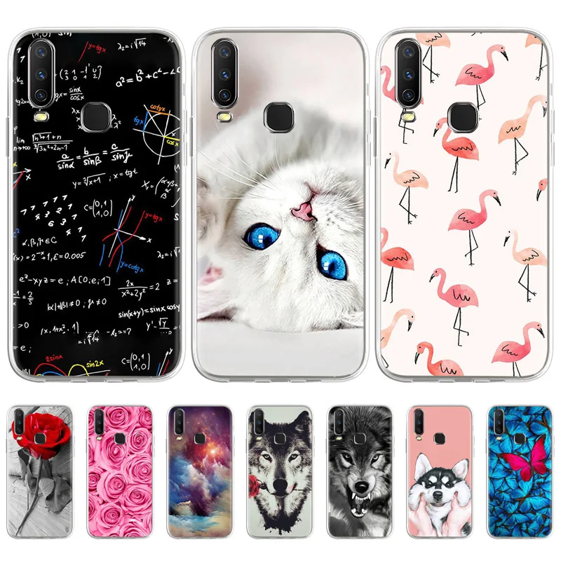 

For Vivo Y15 Case Silicon Cases On Vivo U10 U3x Y12 Cover Vivo Y17 1902 1901 Shell Flower Painted Cover Fundas Coque Cat