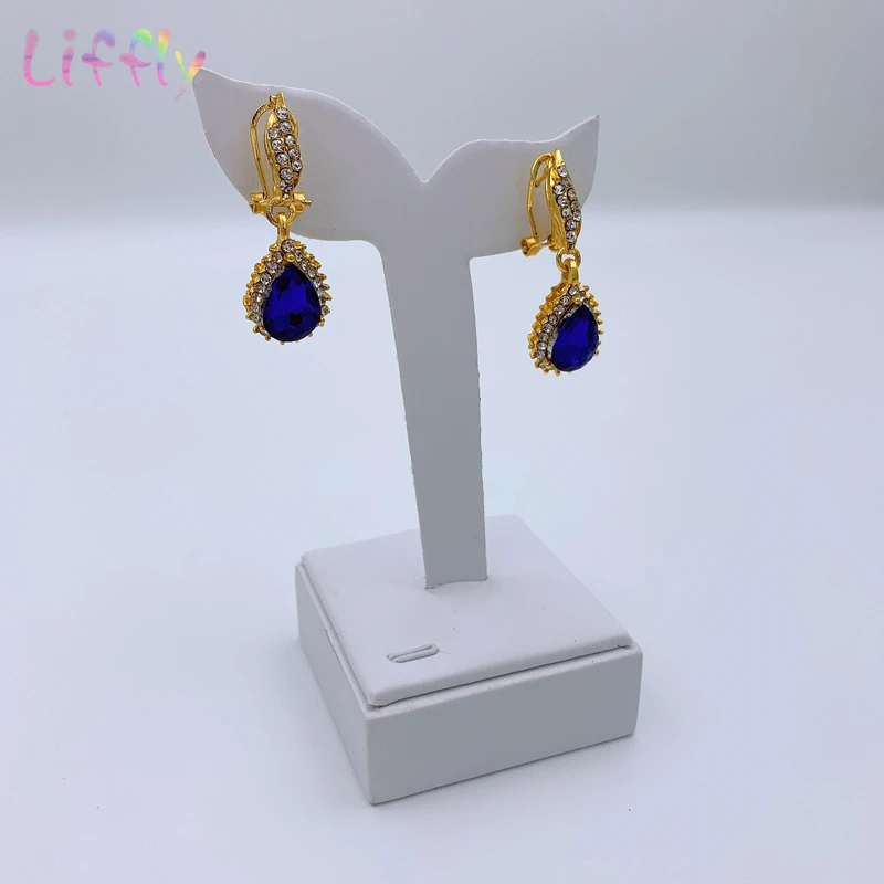 Дубай синий кристалл свадебные ювелирные изделия большое ожерелье браслет