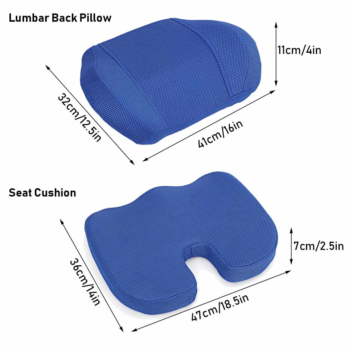 

2PCS Orthopedic Memory Foam Seat Cushion Set Back Cushion Coccyx Office Chair Waist Support Pillow Slow Rebound for Pain Relief