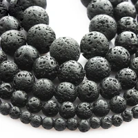 4mm 6mm 81012mm 14161820mm round natural black lava stone loose spacer beads wholesale lot for jewelry making diy findings