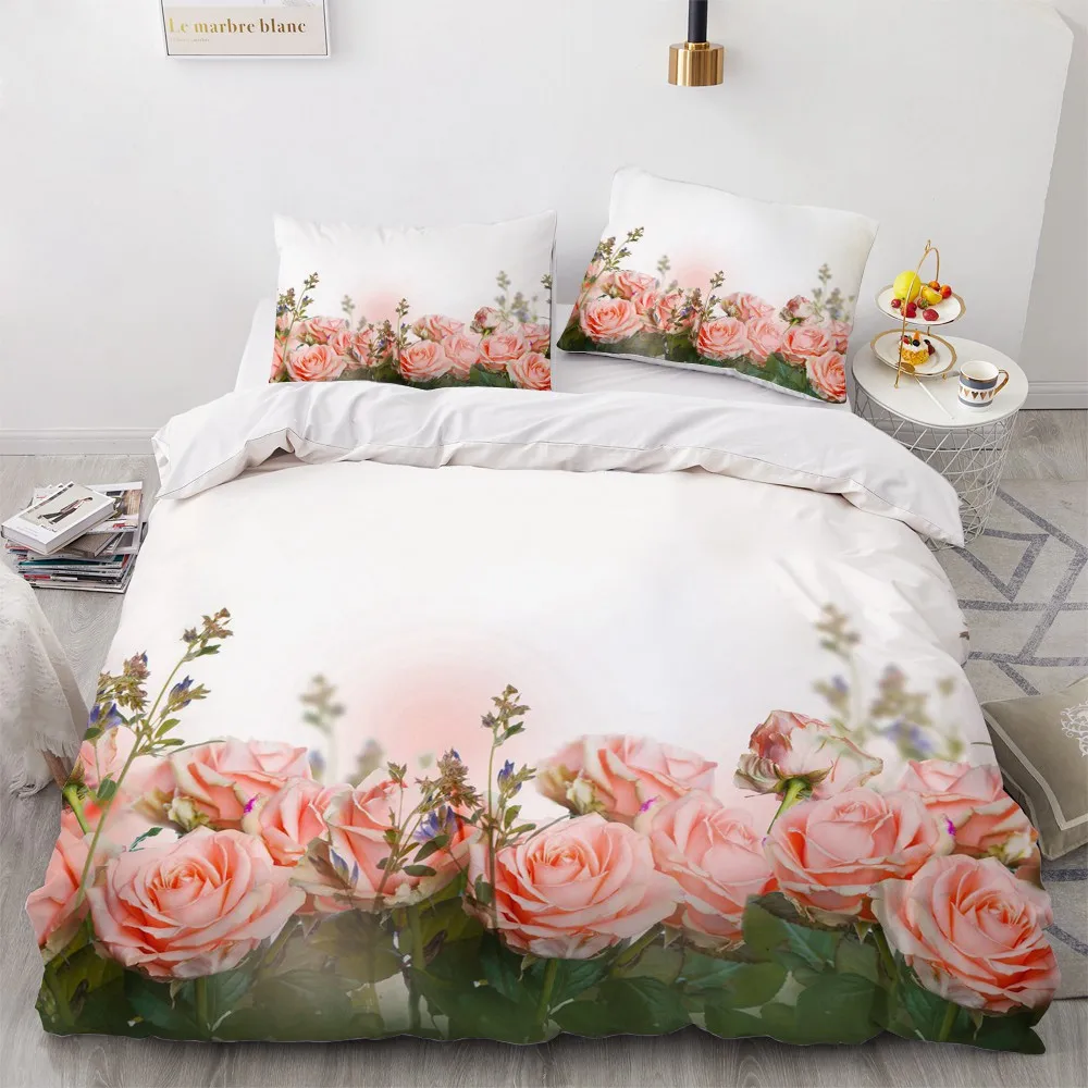 

3D Flower Bedding Set Custom Design Gray Quilt Cover Sets Butterfly Comforther Covers Pillow Slips King Queen Single Twin Size
