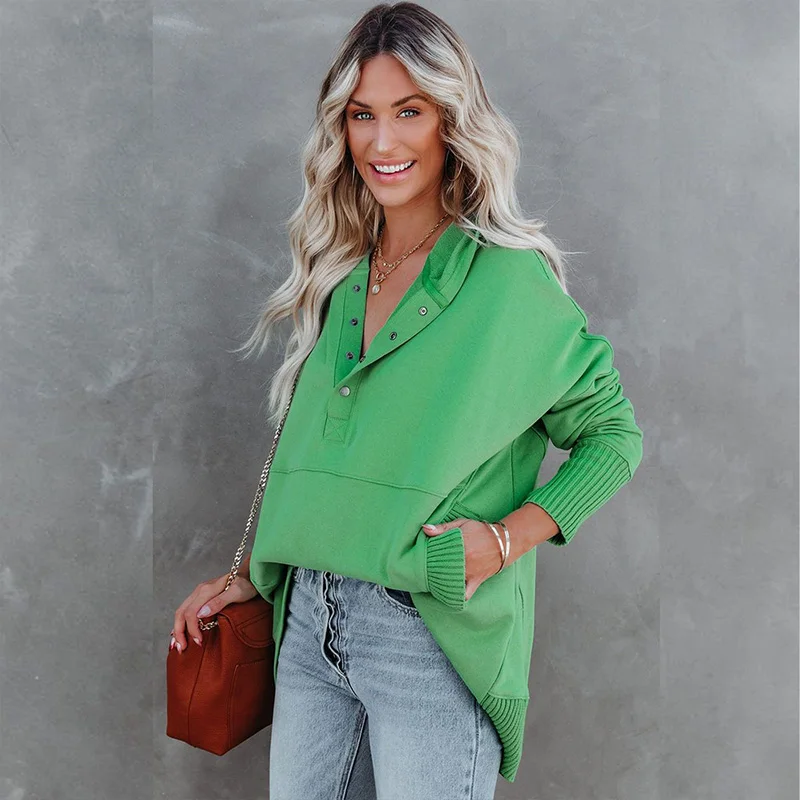 

Повседневная флисовая толстовка в стиле пэчворк с длинным рукавом и полуоткрытым воротником, свитшот с капюшоном, элегантный пуловер свобо...