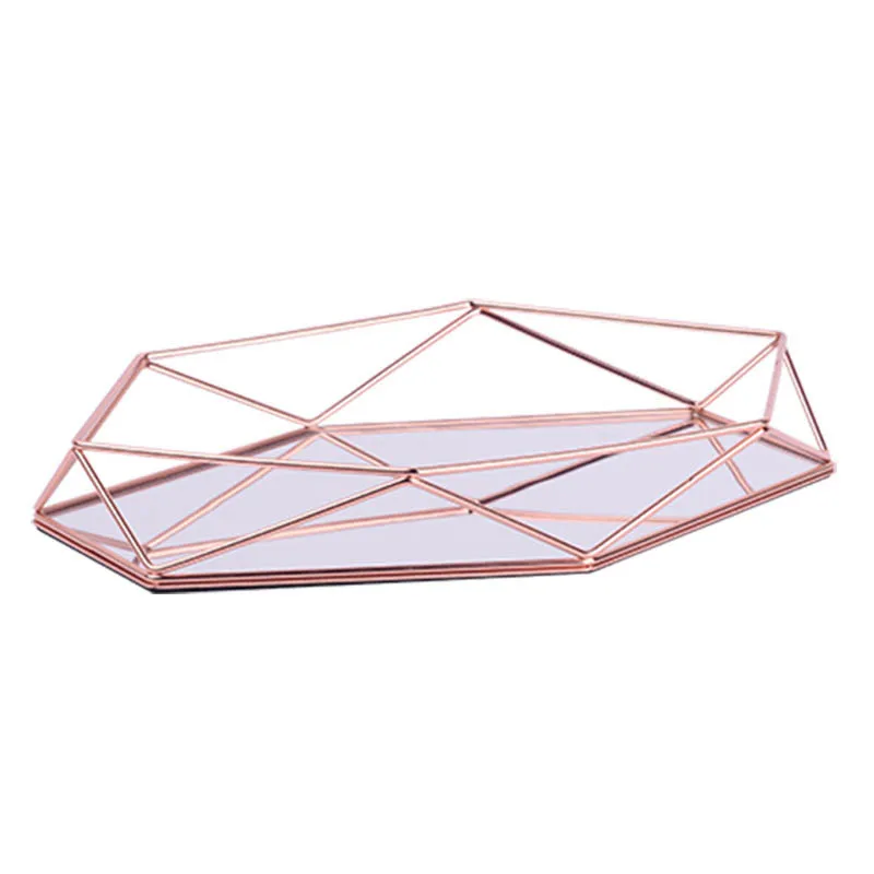 Exquisite Metal Cosmetics Tray Gold Oval Fruit Plate Desktop Makeup Jewelry Display | Дом и сад