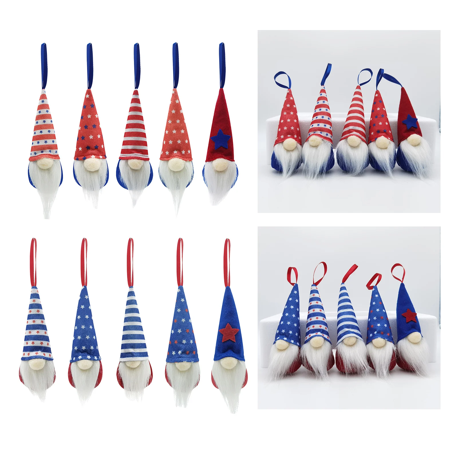 

5pcs 4th of July Gnome Independence Day Hanging Ornaments Patriotic Gnomes Ornaments for Independence Day Tree Decoration