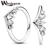 wholegem luxurious pear shaped wish bone wedding rings for women sparkling zircon bridal engagement brand fine jewelry