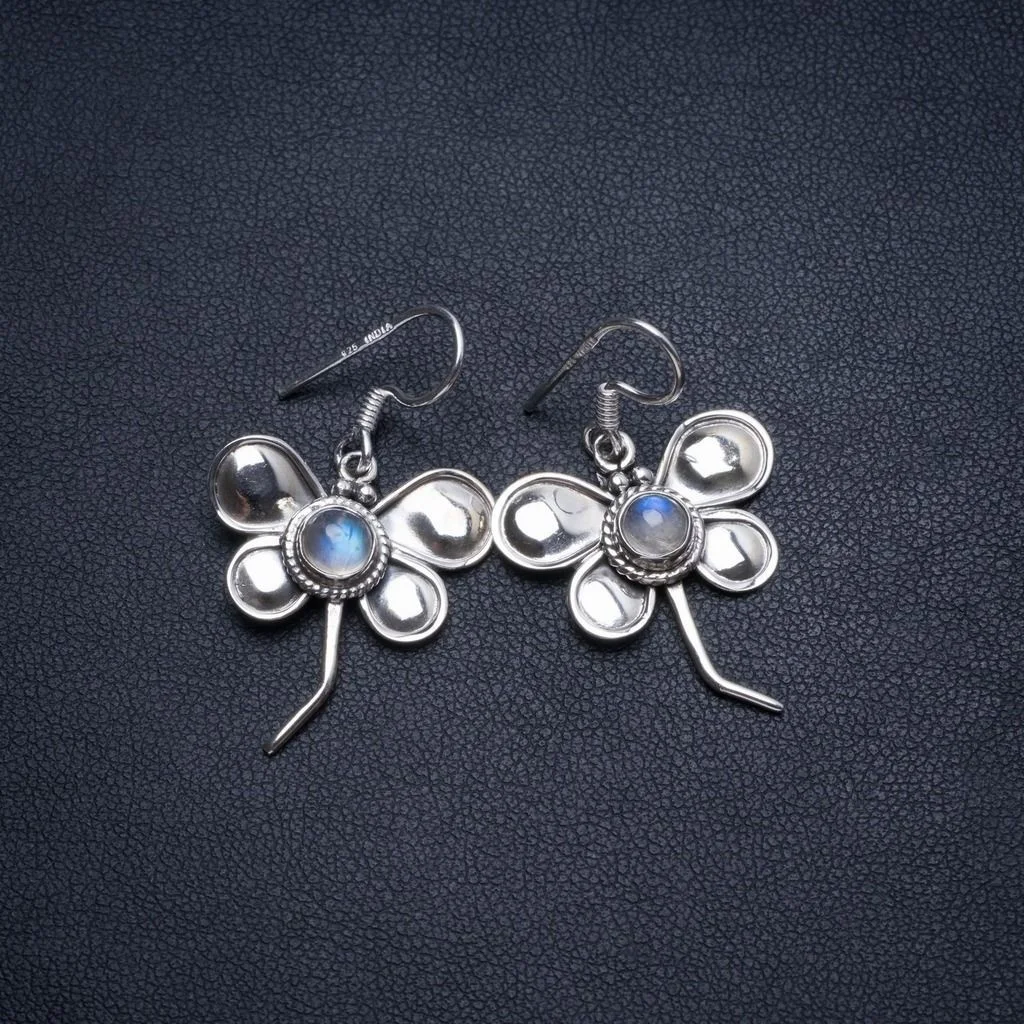 

Натуральный Радужный Лунный Камень ручной работы уникальные серьги из серебра 925 пробы 1 1/4 дюйма T5033