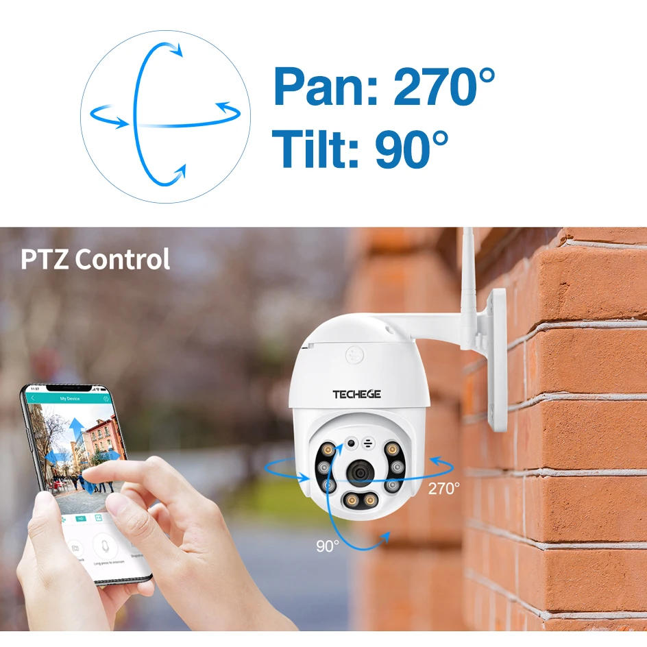 Techege HD 1080P Беспроводная IP камера CCTV AI человека обнаружения панорамирование
