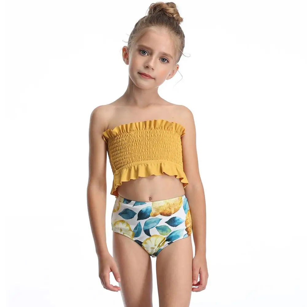 Детские купальники пляжная одежда для девочек детские летние однотонные