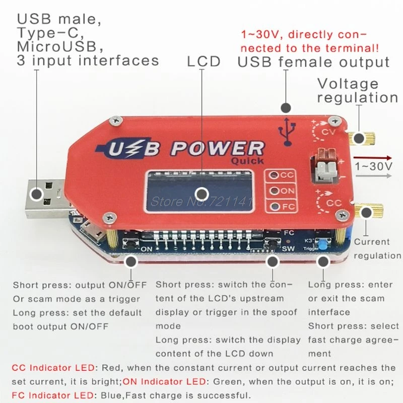 DC 1 30 в 15 Вт QC 2 0 3 FCP Быстрая зарядка лабораторный источник питания Regulador DP3A