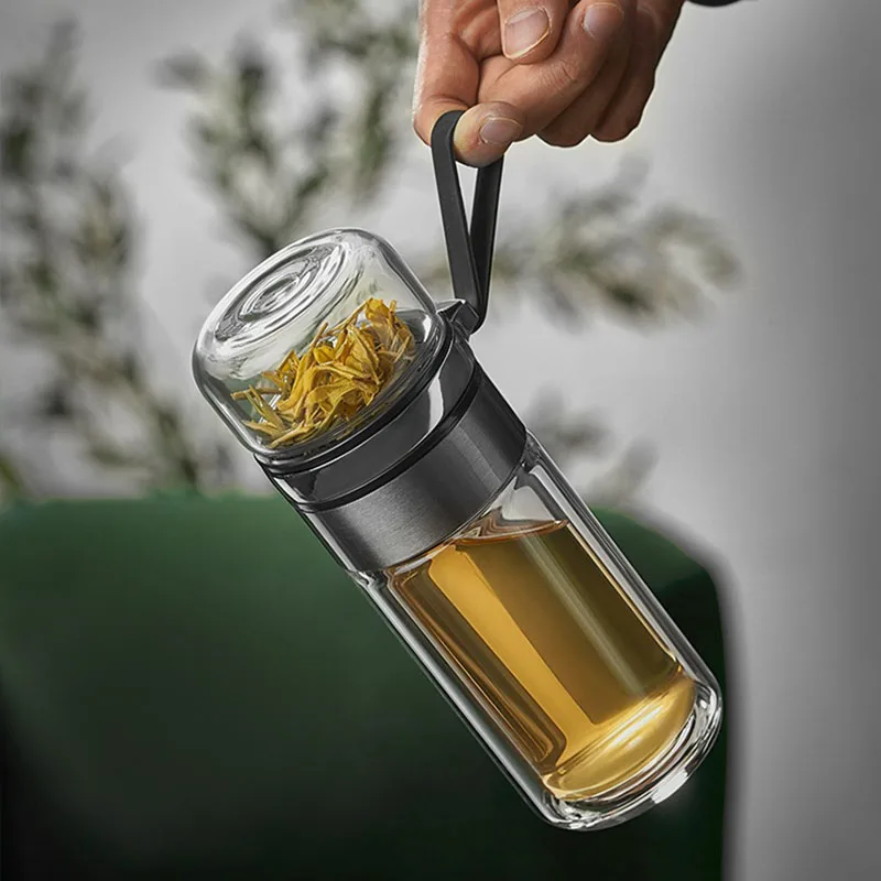 

Borosilicate Double-layer Glass Tea Cup Tea Separation Cup Tea Cup with Tea Strainer Creative Net Red Gift Teacup