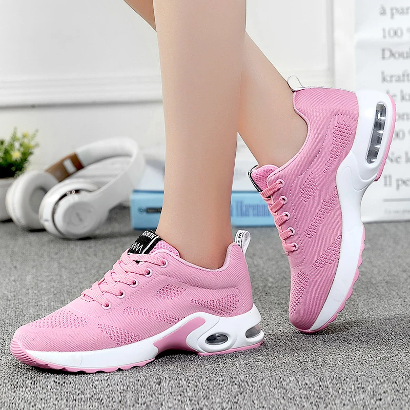 

Fashion Women Lightweight Sneakers Outdoor Sports Breathable Mesh Comfort Running Shoes Air Cushion Lace Up