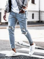 2021 ripped skinny mens jeans trousers stretch slim denim pants large size hip hop casual jogging jeans men moto biker style