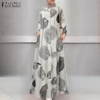 zanzea women maxi long dress casual dubai turkey abaya hijab dress jilbab islamic clothing robe vintage printed sundress femme