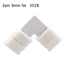 5 шт., L-образный зажим для соединителя без пайки, 8 мм, 2 штырька, пластик и медь для одноцветной светодиодной ленты SMD 3528