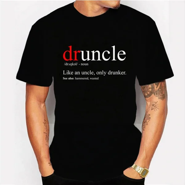 

Mens Druncle T-Shirt - Cool & Funny Uncle T-Shirt Summer Casual Short Sleeves T-Shirt 100% Cotton T-Shirt Loose Men Clothes