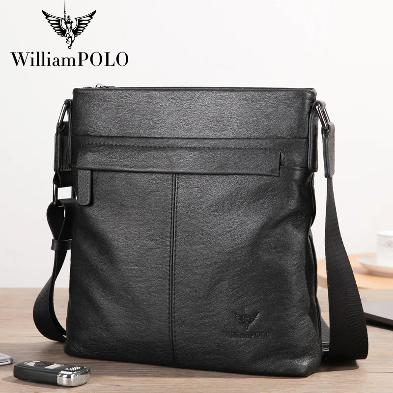 WILLIAMPOLO NewShoulder bag men's retro leather fashion high quality business men's shoulder messenger bag men's bag