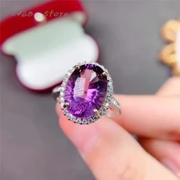 new style 925 silver inlaid natural amethyst ring ladies jewelry mysterious color gift for girls