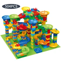 504 84pcs small size marble race run block maze ball building blocks funnel slide blocks diy assembly bricks toys for children