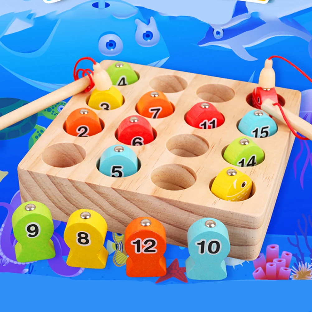 Магнитный деревянный Рыболовный набор игрушек ловля рыбы счетные игры игрушки