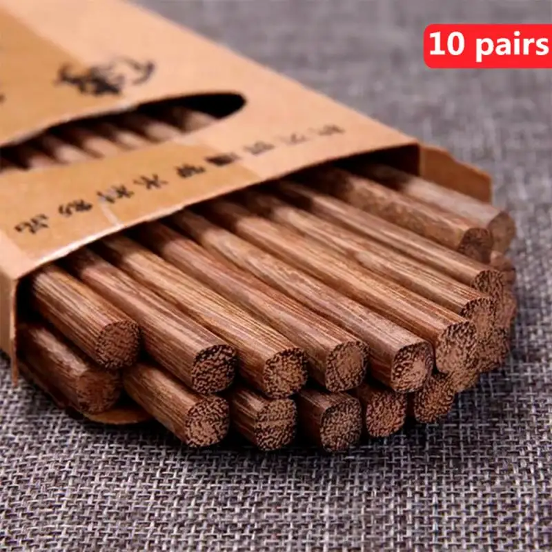 

10 Pair Reusable Chinese Solid Wood Chopsticks Non-Slip Japanese Chopsticks For Sushi Food Sticks Tableware Gift Kitchen Tools