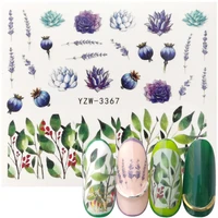 2021 spring new arrival lavender succulents nail art water transfer sticker decoration slider decal manicure tool
