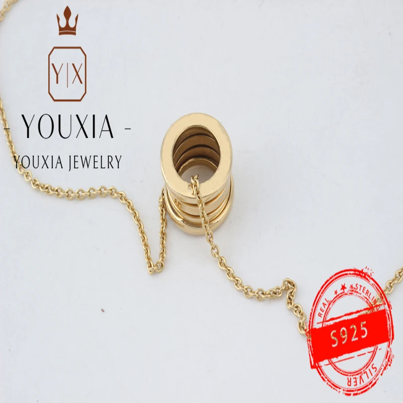 

1:1 Luxury 925 Sterling Silver Custom Necklace Spring Necklace Rose Gold Silver Gold Tri-color Fashion Necklace with Original Lo