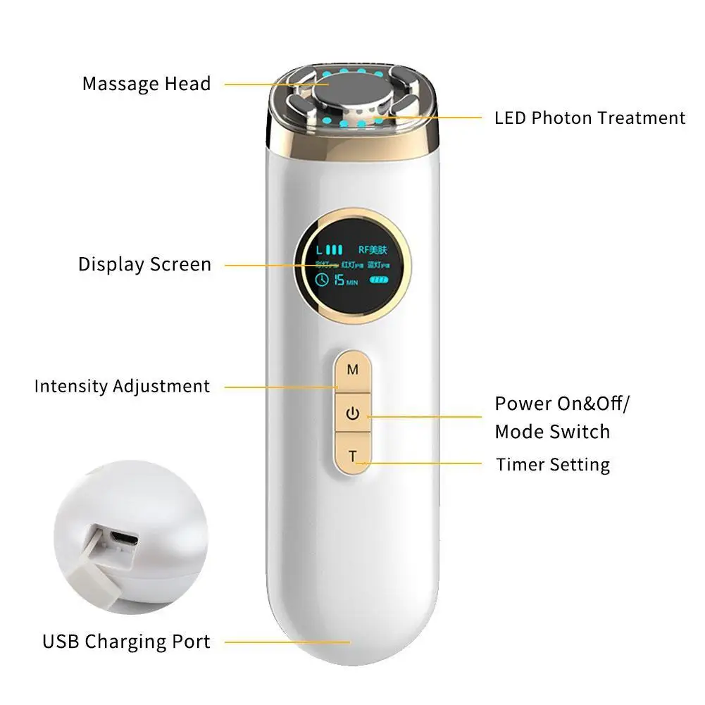 

Rf Lifting Machine Ultrasound Beauty Device EMS Face Face Massager Frequency Skin Beauty Rejuvenation Device Photon 3 Radio U5T3