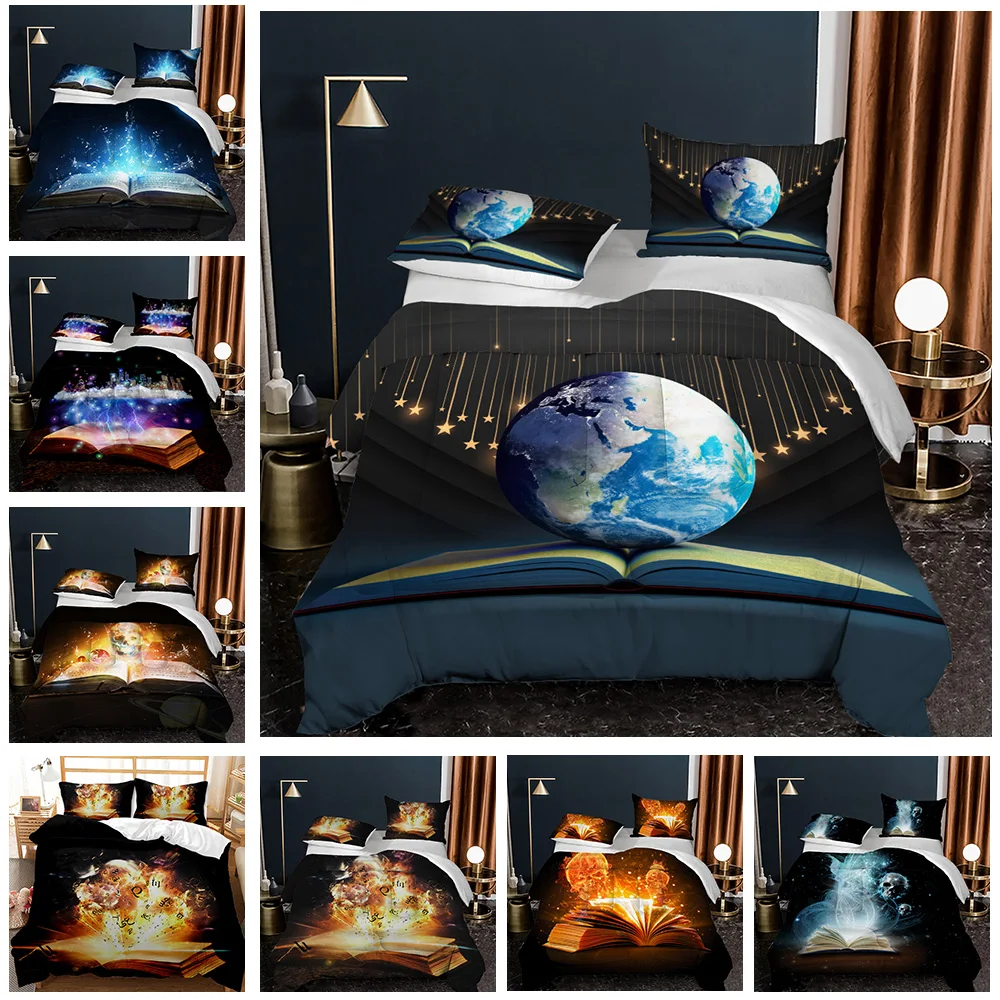 

Book Print Comforter Set 3pcs Duvet Set for Kids Adult 3D Pattern Bedding Set Athlete Competitive Games Down Quilt Set