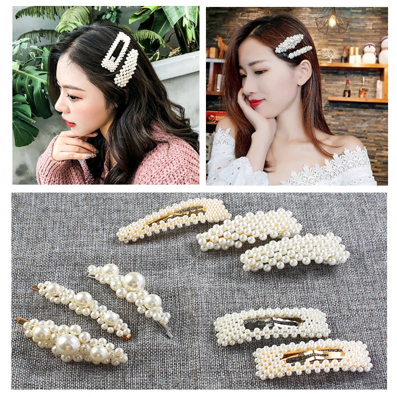 

Elegant Pearls Hair Clip Pins for Women Girls Fashion Barrettes Hairpins Styling Tools Hairgrips Hairdressing Hair Accessories