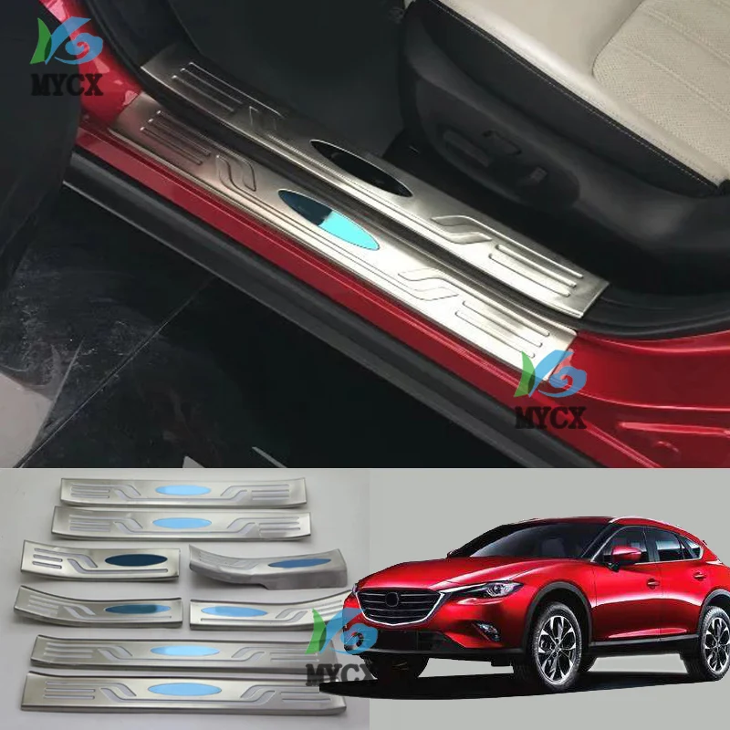 

For Mazda CX-4 CX4 CX 4 2016-2018 Stainless Steel Scuff Plate Door Sill Welcome Pedal Protector Stickers Car Styling Accessories