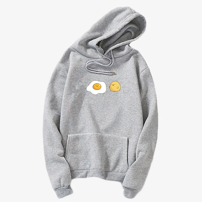 hoodies gray 10 Мультяшка Гудетама Толстовка Harajuku Осень-зима длинный рукав плюс бархат Корейская одежда новые толстовки женские Kawaii Camiseta Muje - Цвет: hoodies gray 10