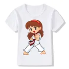 Новая детская футболка с мультяшным принтом тхэквондо, Детские милые топы для девочек, детская футболка BAL631