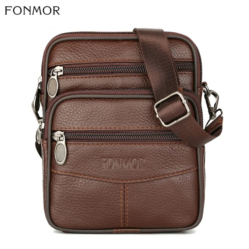Сумка мессенджер FONMOR мужская из натуральной кожи маленький саквояж на плечо в