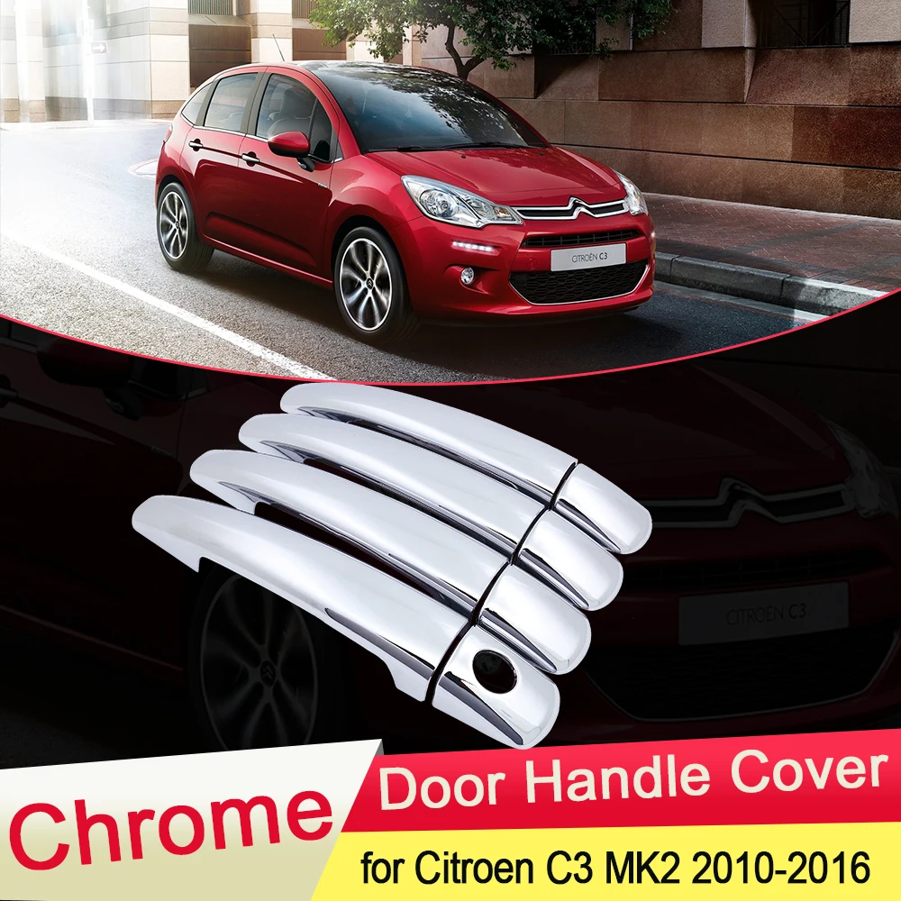 Для Citroen C3 Mk2 2010 2011 2012 2013 2014 2015 2016 хромированная крышка для дверных ручек набор